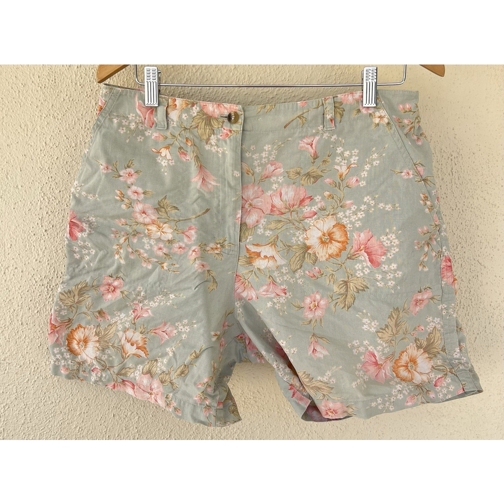 VTG Jones New York Sport Linen Blend Shorts Medium Pastel Floral Garden Cottage